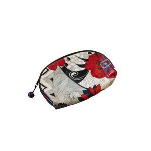 *Stephanie Johnson Cosmetic Bag Vivid Red and Black Vinyl Zip Closure